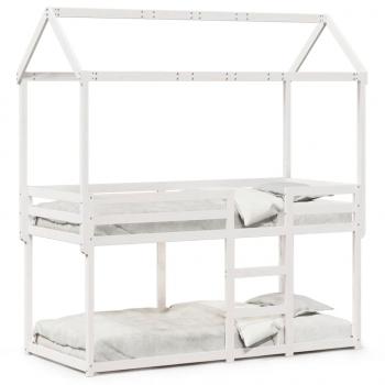 ARDEBO.de - Etagenbett mit Dach Weiß 75x190 cm Massivholz Kiefer