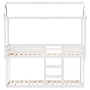 Etagenbett mit Dach Weiß 75x190 cm Massivholz Kiefer