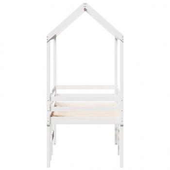 Hochbett mit Dach Weiß 90x190 cm Massivholz Kiefer