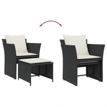 Gartenstuhl mit Fußhocker Schwarz Poly Rattan