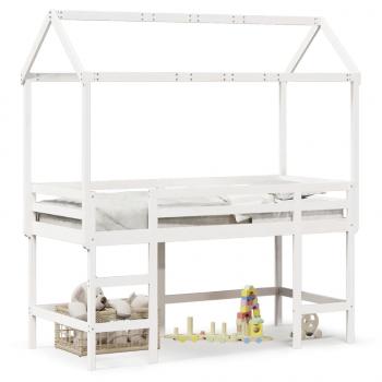 ARDEBO.de - Hochbett mit Leiter und Dach Weiß 80x200 cm Massivholz Kiefer