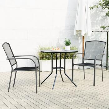 ARDEBO.de - Gartenstuhl-Set 3-tlg. Stapelbar Pulverbeschichteter Stahl