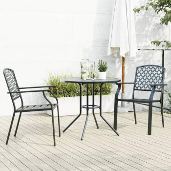ARDEBO.de - Gartenstuhl-Set 3-tlg. Stapelbar Pulverbeschichteter Stahl