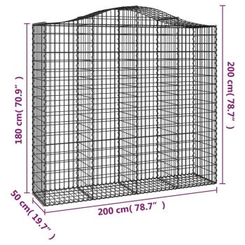 Gabione mit Hochbogen 200x50x180/200 cm Verzinktes Eisen