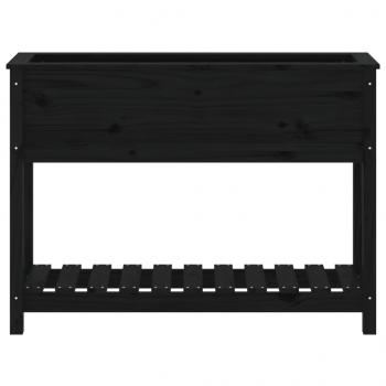 Pflanzkübel mit Ablage Schwarz 111,5x34,5x81 cm Kiefernholz