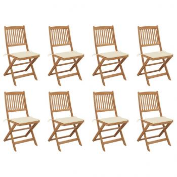 ARDEBO.de - Klappbare Gartenstühle mit Kissen 8 Stk. Massivholz Akazie