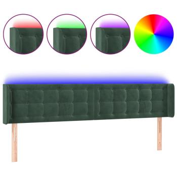 LED Kopfteil Dunkelgrün 163x16x78/88 cm Samt