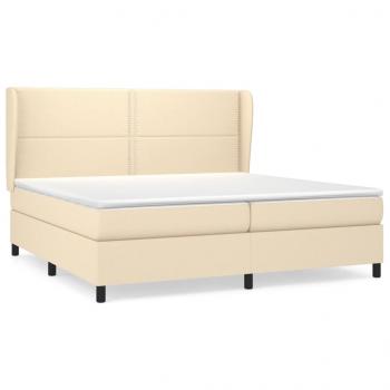 Boxspringbett mit Matratze Creme 200x200 cm Stoff