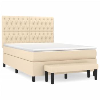 Boxspringbett mit Matratze Creme 140x190 cm Stoff