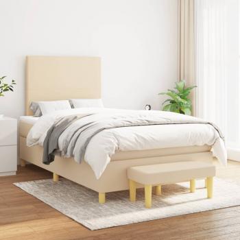 ARDEBO.de - Boxspringbett mit Matratze Creme 120x200 cm Stoff