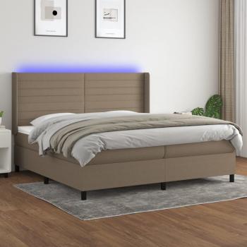 ARDEBO.de - Boxspringbett mit Matratze & LED Taupe 200x200 cm Stoff