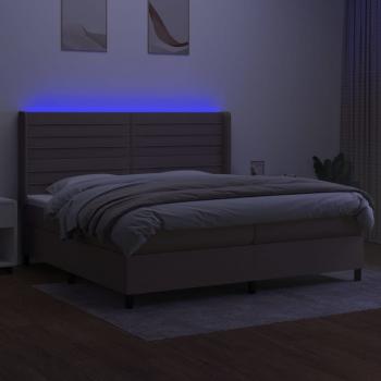 Boxspringbett mit Matratze & LED Taupe 200x200 cm Stoff