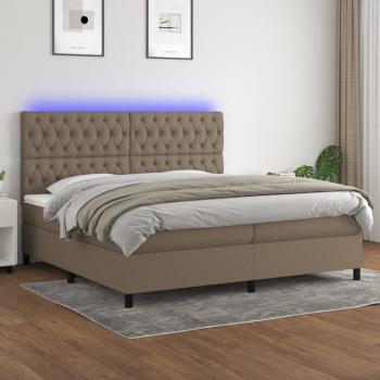 ARDEBO.de - Boxspringbett mit Matratze & LED Taupe 200x200 cm Stoff
