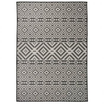 ARDEBO.de - Outdoor-Teppich Flachgewebe 120x170 cm Schwarz Gestreift