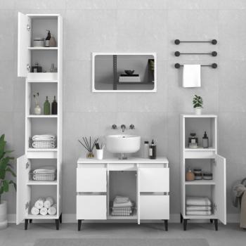 ARDEBO.de - 3-tlg. Badmöbel-Set Weiß Holzwerkstoff