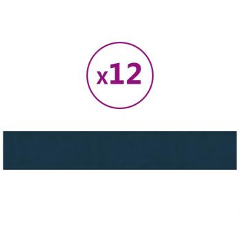 Wandpaneele 12 Stk. Blau 90x15 cm Samt 1,62 m²