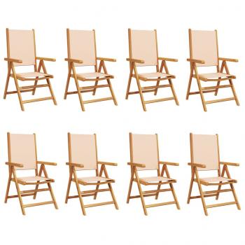 Gartenstühle Verstellbar 8 Stk. Beige Stoff und Massivholz