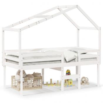 ARDEBO.de - Hochbett mit Dach Weiß 75x190 cm Massivholz Kiefer