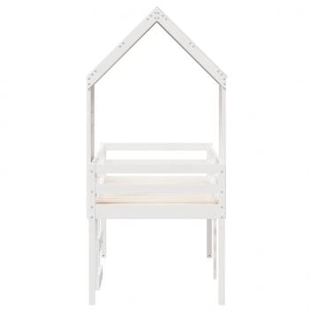 Hochbett mit Dach Weiß 75x190 cm Massivholz Kiefer
