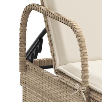ARDEBO.de - Sonnenliegen mit Auflagen 2 Stk. Beige Poly Rattan