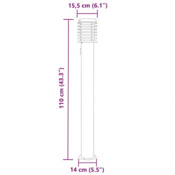 Wegeleuchte mit Steckdose Silbern 110 cm Edelstahl