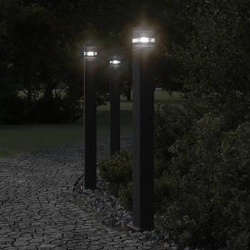 ARDEBO.de - Wegeleuchten mit Steckdose 3 Stk. Schwarz 110 cm Aluminium