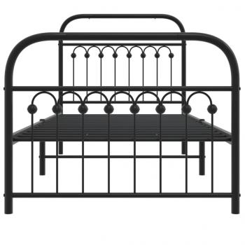 Bettgestell mit Kopf- und Fußteil Metall Schwarz 90x190 cm