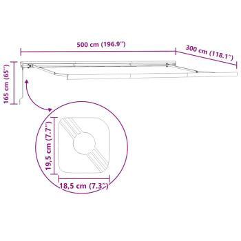 Markise Einziehbar Anthrazit und Weiß 5x3 m Stoff und Aluminium
