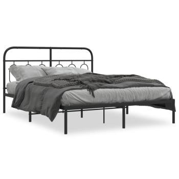 ARDEBO.de - Bettgestell mit Kopfteil Metall Schwarz 150x200 cm