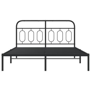 Bettgestell mit Kopfteil Metall Schwarz 150x200 cm