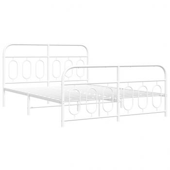 Bettgestell mit Kopf- und Fußteil Metall Weiß 150x200 cm