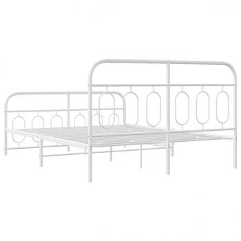 Bettgestell mit Kopf- und Fußteil Metall Weiß 150x200 cm