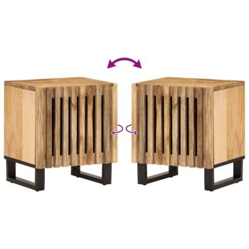 Nachttische 2 Stk. 40x34x46 cm Raues Mangoholz