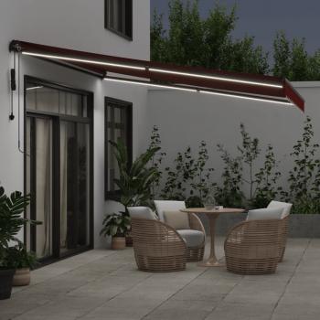 Markise Automatisch mit LED Weinrot 400x350 cm
