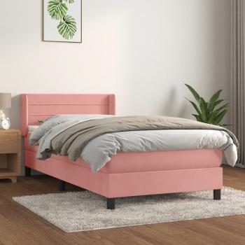 ARDEBO.de - Boxspringbett mit Matratze Rosa 100x200 cm Samt