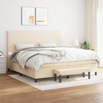 ARDEBO.de - Boxspringbett mit Matratze Creme 200x200 cm Stoff