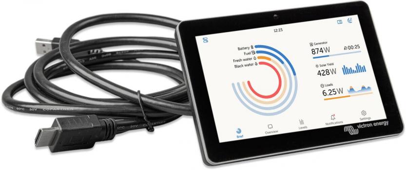 Victron Bedienpaneel 7 Zoll Systemdisplay GX Touch 70 für Cerbo GX, schwarz (BPP900455070)