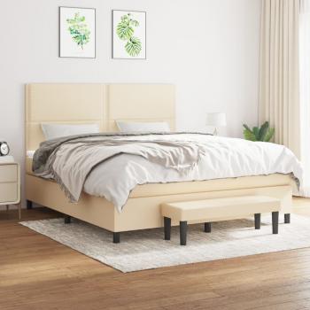 ARDEBO.de - Boxspringbett mit Matratze Creme 180x200 cm Stoff