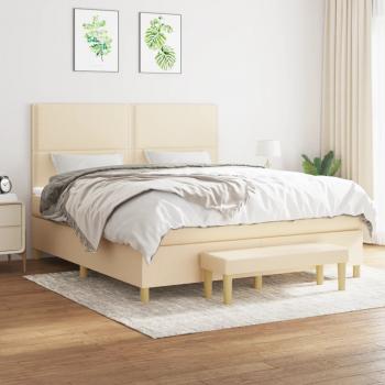 ARDEBO.de - Boxspringbett mit Matratze Creme 180x200 cm Stoff