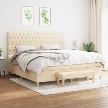 ARDEBO.de - Boxspringbett mit Matratze Creme 200x200 cm Stoff