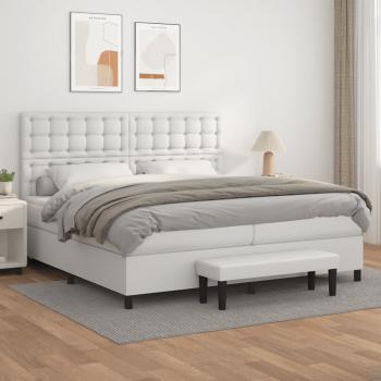 ARDEBO.de - Boxspringbett mit Matratze Weiß 200x200 cm Kunstleder