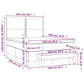Boxspringbett mit Matratze Dunkelblau 140x190 cm Samt