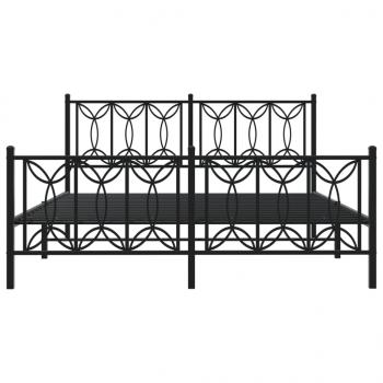 Bettgestell mit Kopf- und Fußteil Metall Schwarz 160x200 cm