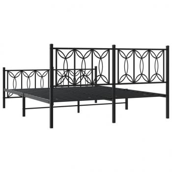 Bettgestell mit Kopf- und Fußteil Metall Schwarz 160x200 cm