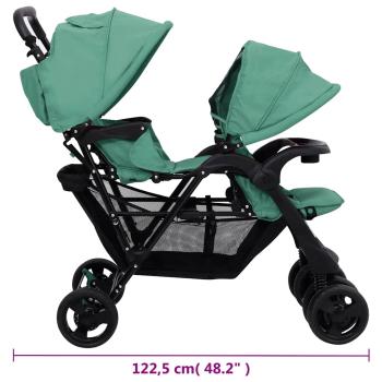 Tandem-Zwillingskinderwagen Grün Stahl