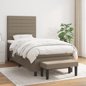 ARDEBO.de - Boxspringbett mit Matratze Taupe 90x190 cm Stoff