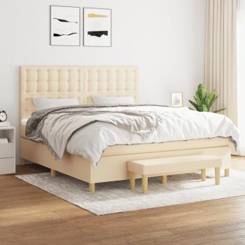 ARDEBO.de - Boxspringbett mit Matratze Creme 160x200 cm Stoff