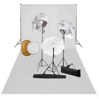 ARDEBO.de - Fotostudio-Set mit Leuchten, Schirmen, Hintergrund, Reflektor