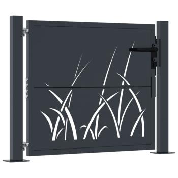 Gartentor Anthrazit 100x75 cm Stahl Gras-Design
