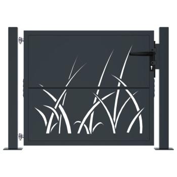 Gartentor Anthrazit 100x75 cm Stahl Gras-Design